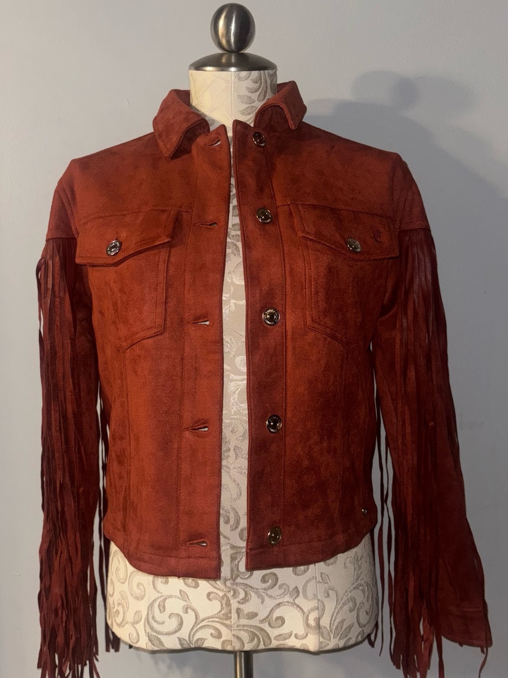 🆕 Juicy Couture Fringe Suede Jacket in Rust Size XS